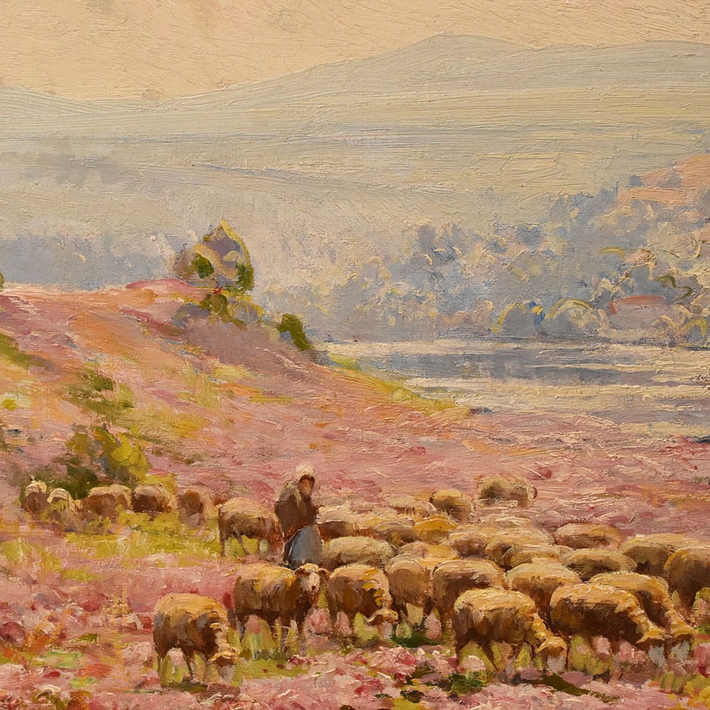 QP780 6a antique oil painting landscape natural painting XIX